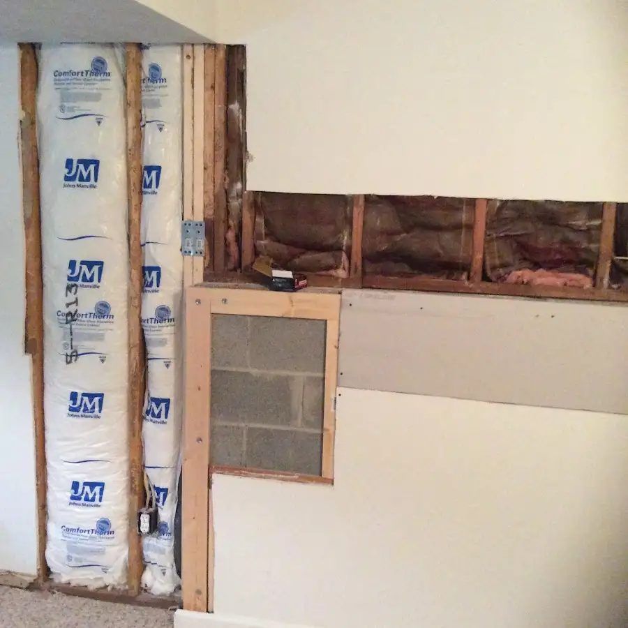 Wall insulation replacement during Basement Flood Cleanup in Milton